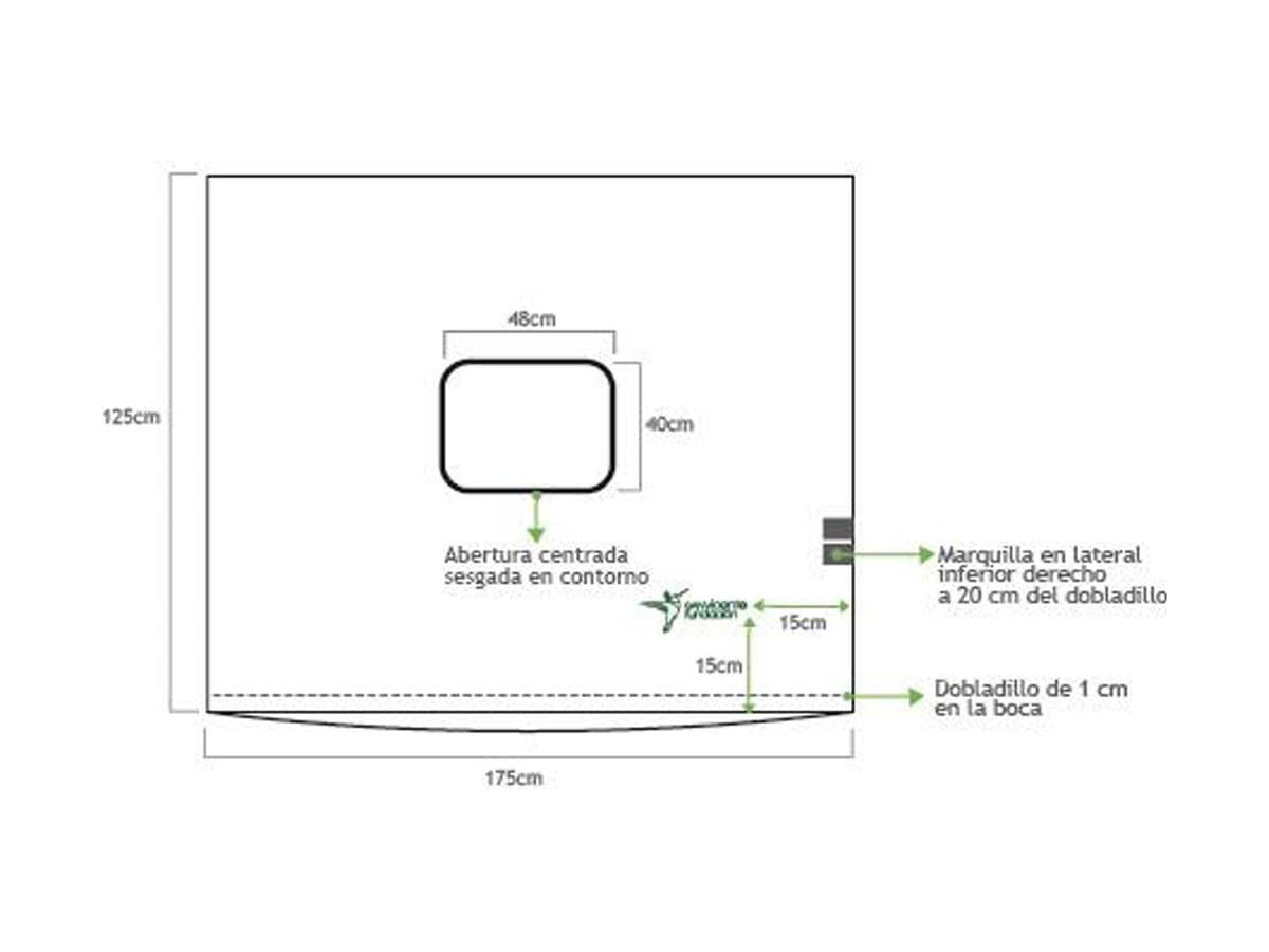 Plano del campo de parto con su abertura rectangular